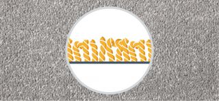 Cross section of twist pile carpet yarns